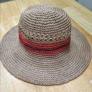 Stylish Tan Straw Hat with Red Accent